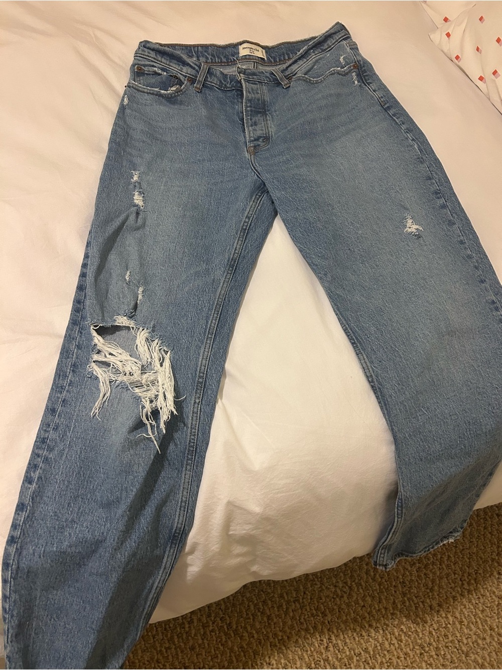 Abercrombie & Fitch Relaxed Light Blue Distressed Men's Jeans